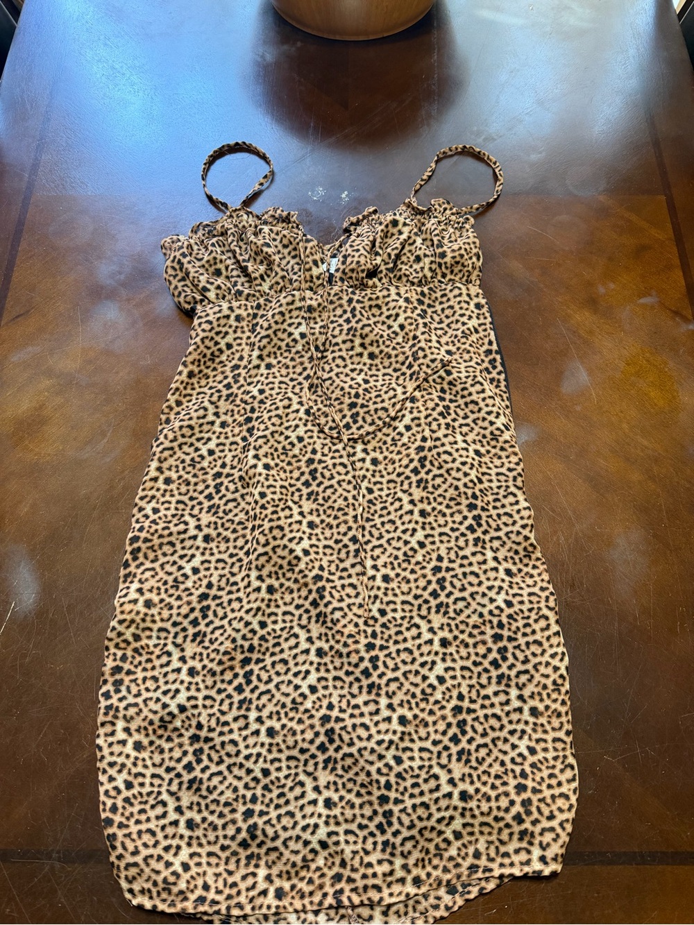 Leopard Print Mini Dress with Adjustable Spaghetti Straps